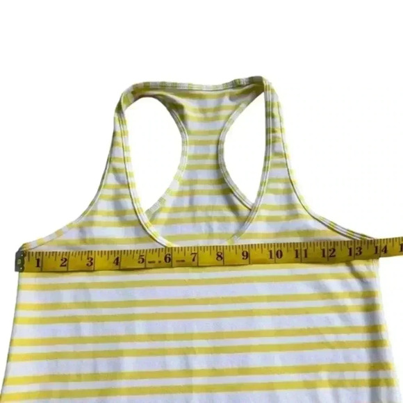 Lululemon Cool Racerback Tank Top Twin Stripe Sizzle White Yellow Women's size 6 - Picture 7 of 8